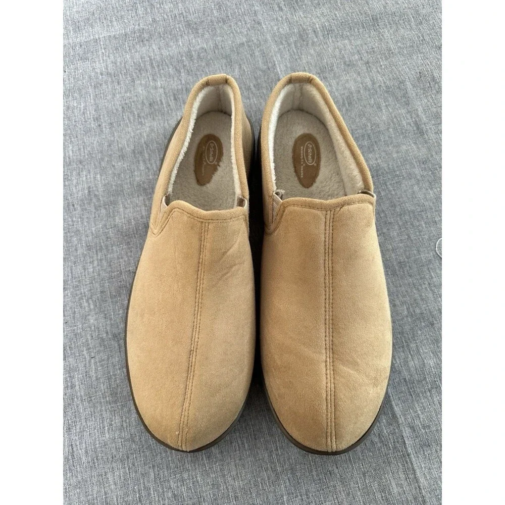 New Dr Scholl's Calistoga Brown Men's Size 13 Fleece lined Slippers Hard Soles